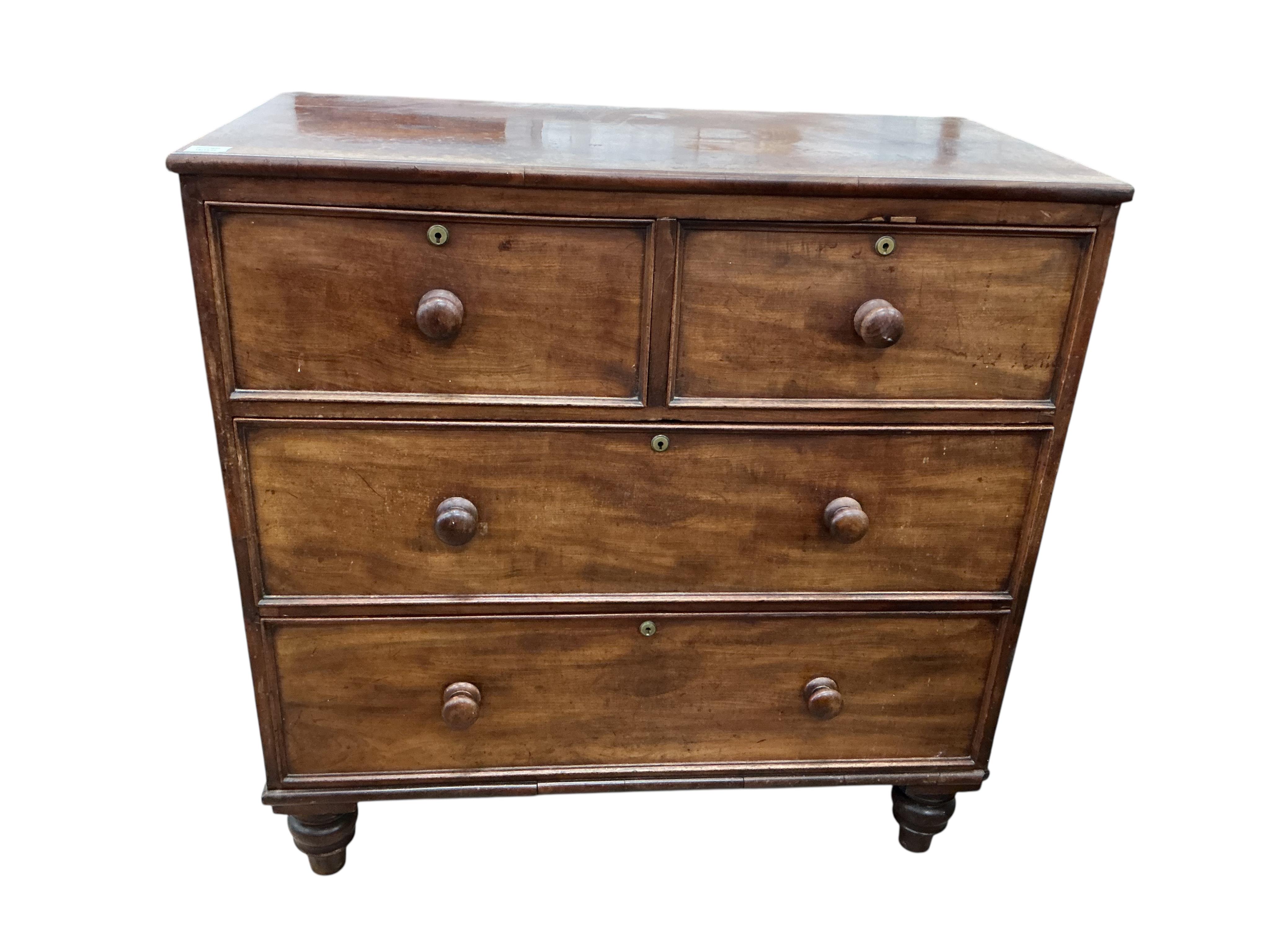 An early Victorian mahogany chest of drawers, width 102cm, depth 51cm, height 102cm